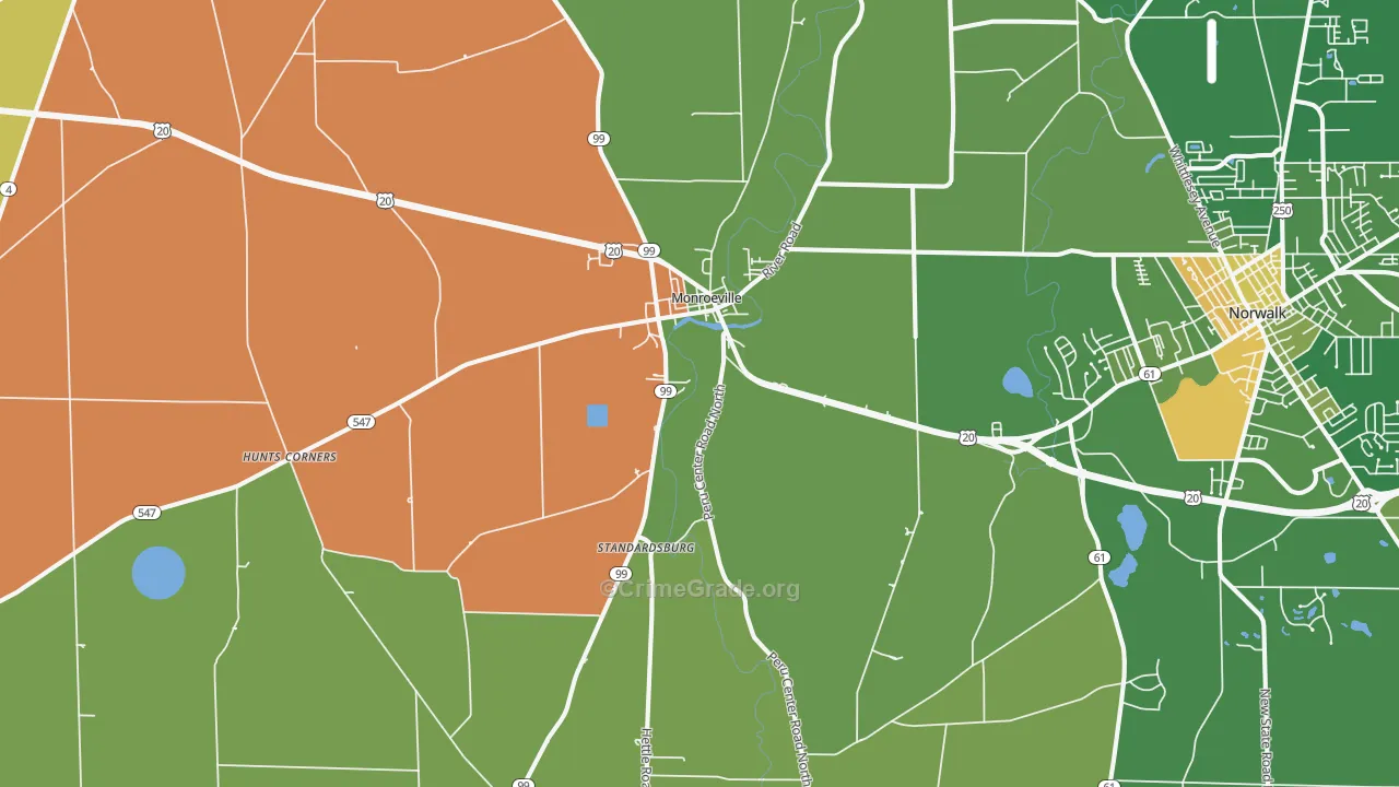 Monroeville, OH Map of Murder Rates