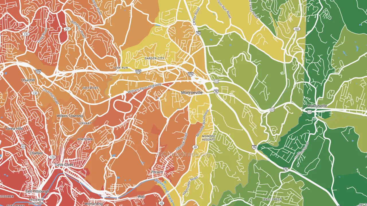 Monroeville, PA Map of Murder Rates