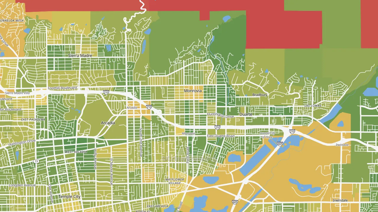 Monrovia, CA Map of Murder Rates