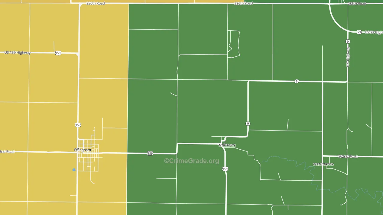 Monrovia, KS Map of Murder Rates