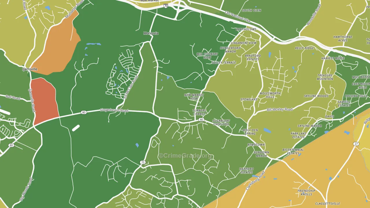 Monrovia, MD Map of Murder Rates