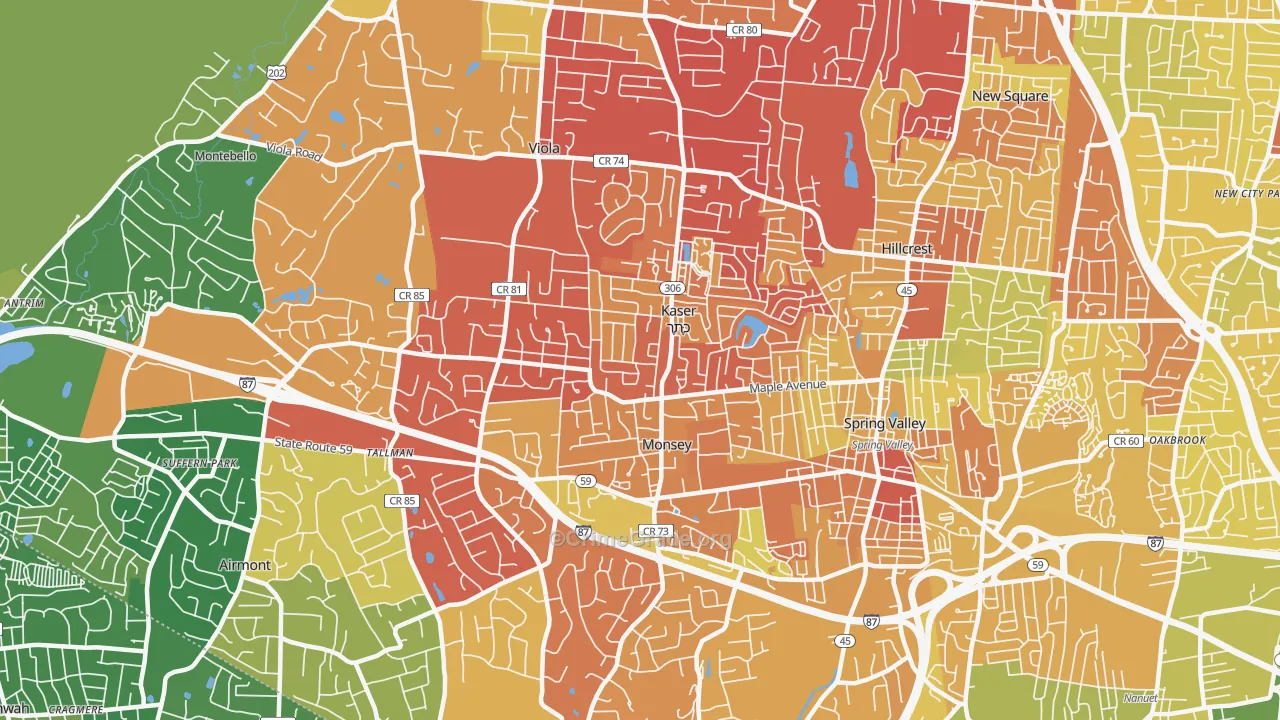 Monsey, NY Map of Murder Rates