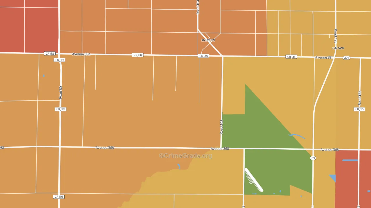 Monson, CA Map of Murder Rates