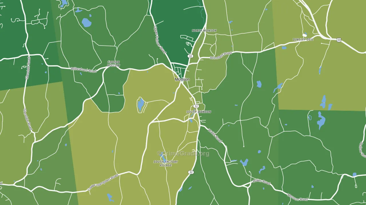 Monson, MA Map of Murder Rates