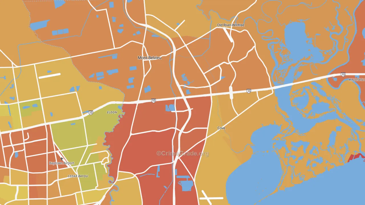 Mont Belvieu, TX Map of Murder Rates