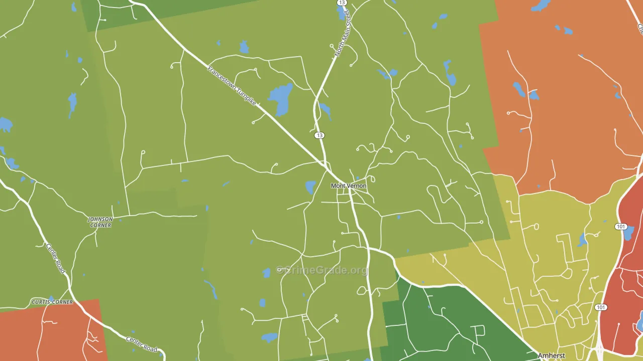 Mont Vernon, NH Map of Murder Rates