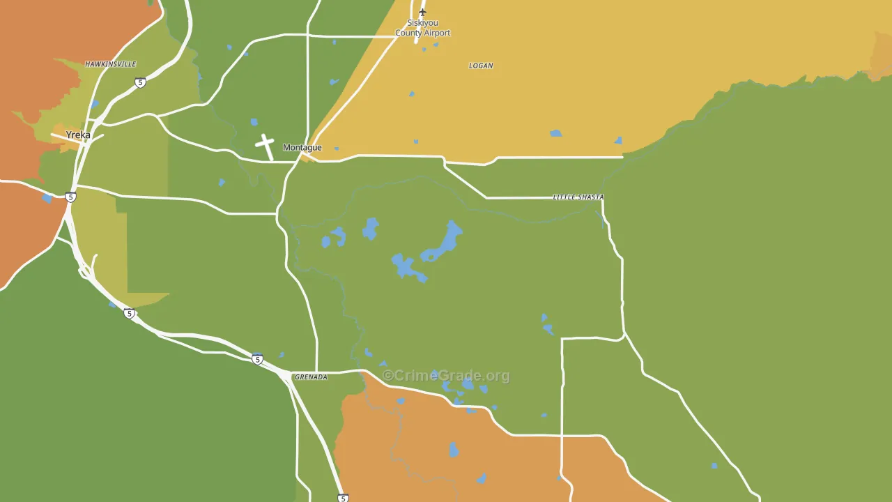 Montague, CA Map of Murder Rates