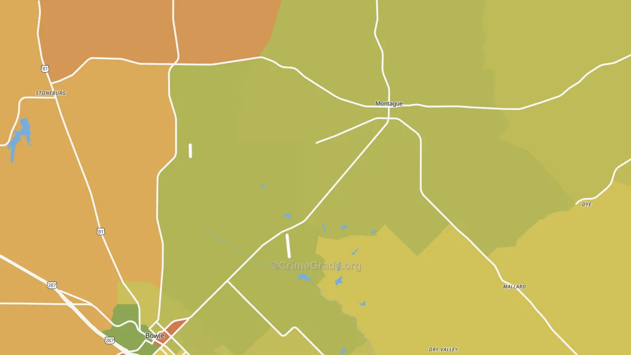 Montague County, TX Map of Murder Rates