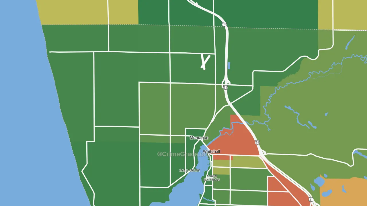Montague, MI Map of Murder Rates