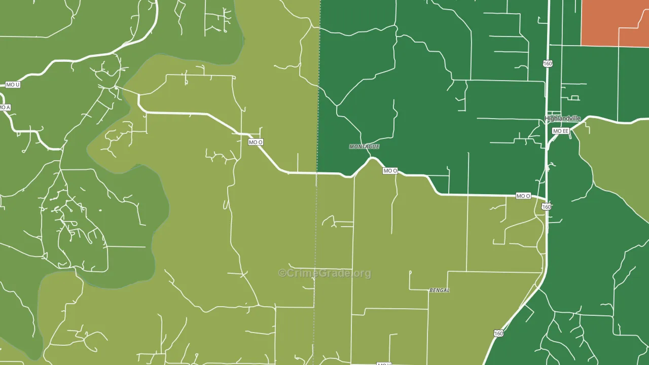 Montague, MO Map of Murder Rates