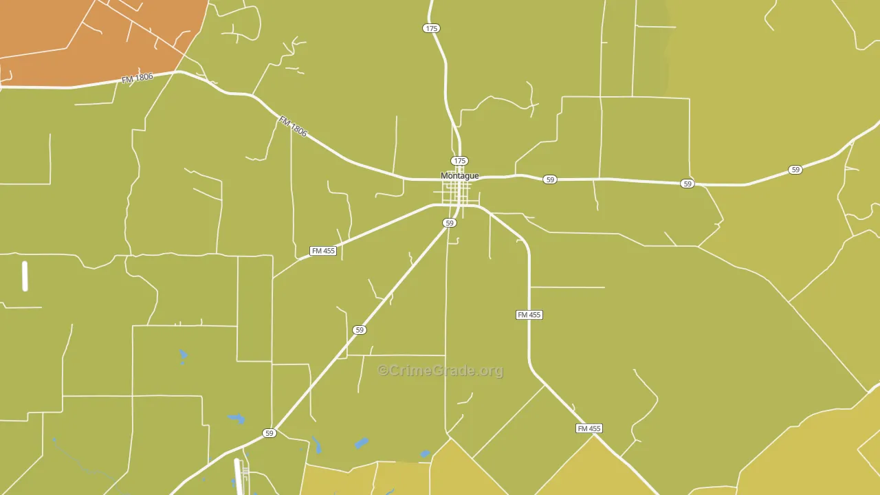Montague, TX Map of Murder Rates