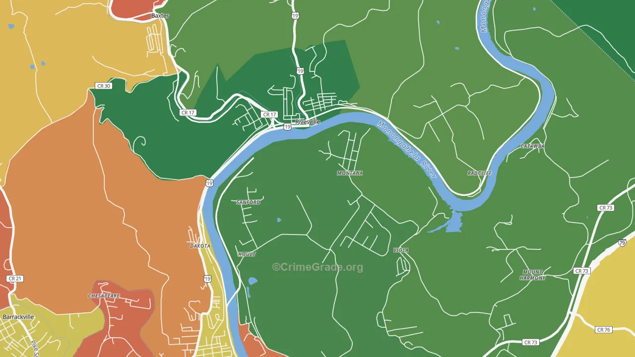 Montana Mines, WV Map of Murder Rates