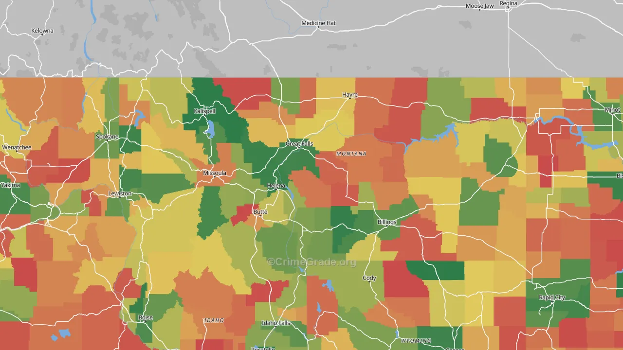 Montana Map of Murder Rates
