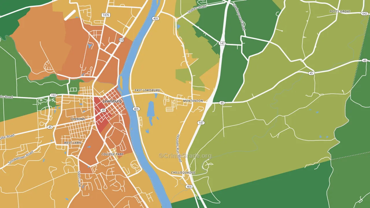 Montandon, PA Map of Murder Rates