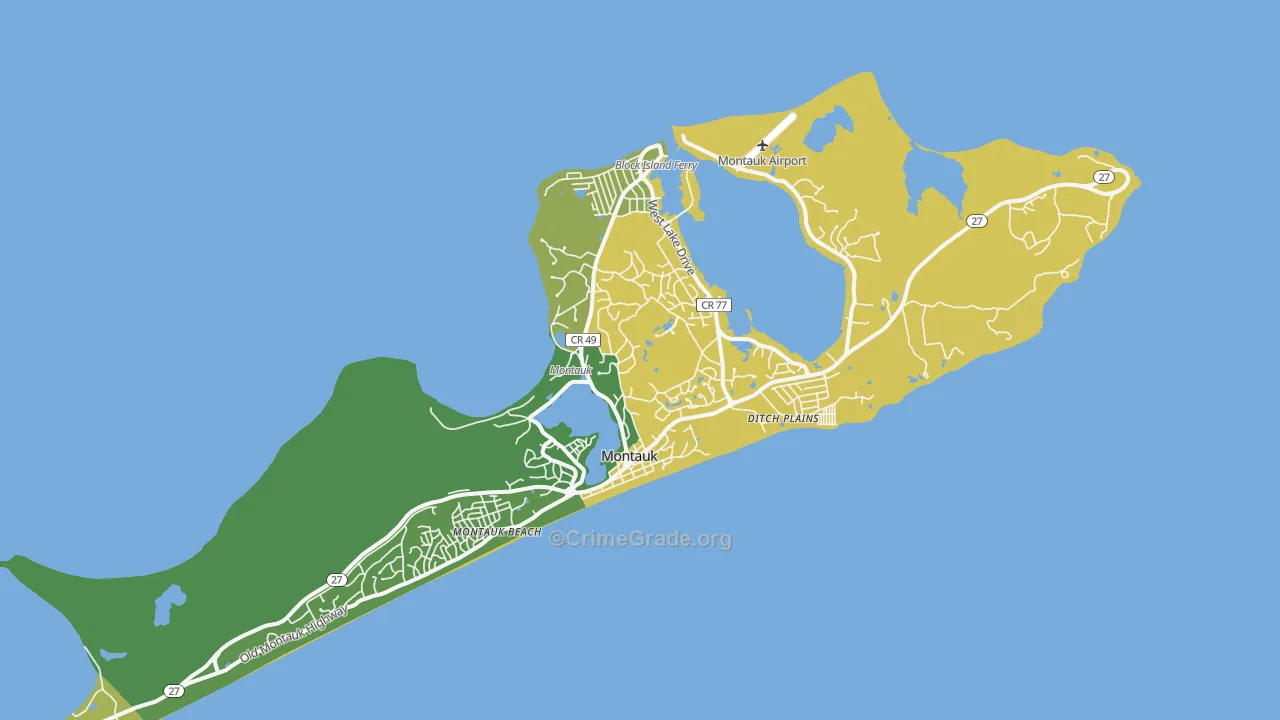 Montauk, NY Map of Murder Rates