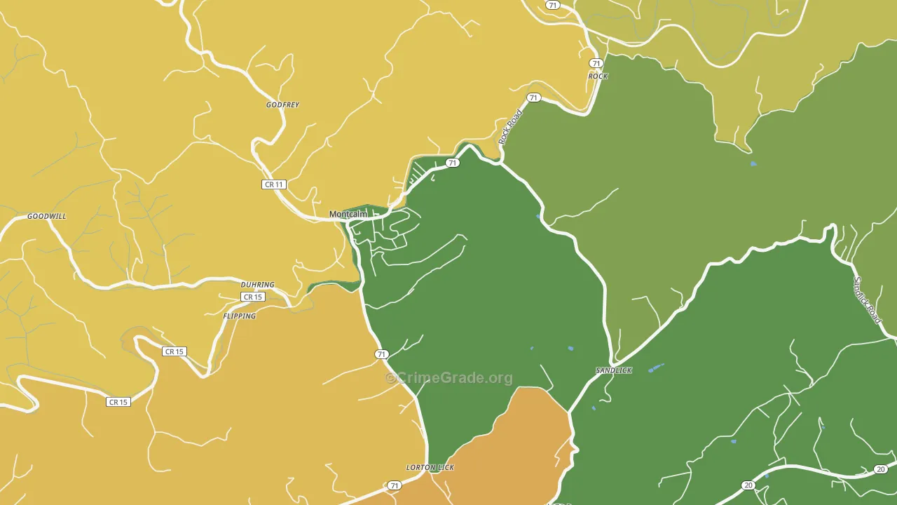 Montcalm, WV Map of Murder Rates