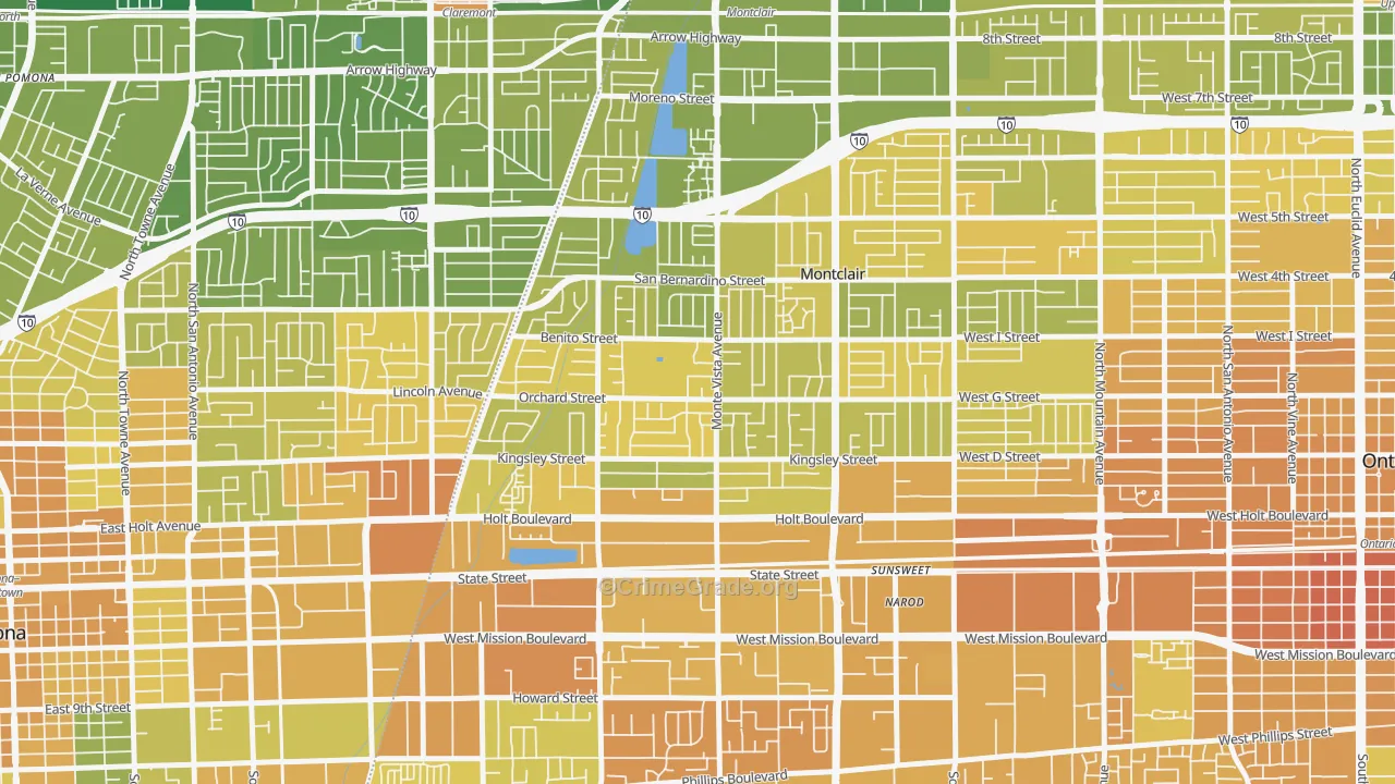 Montclair, CA Map of Murder Rates