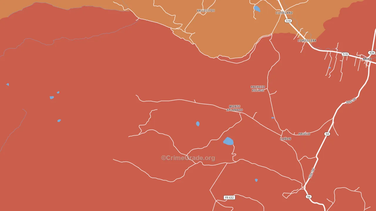 Monte Aplanado, NM Map of Murder Rates