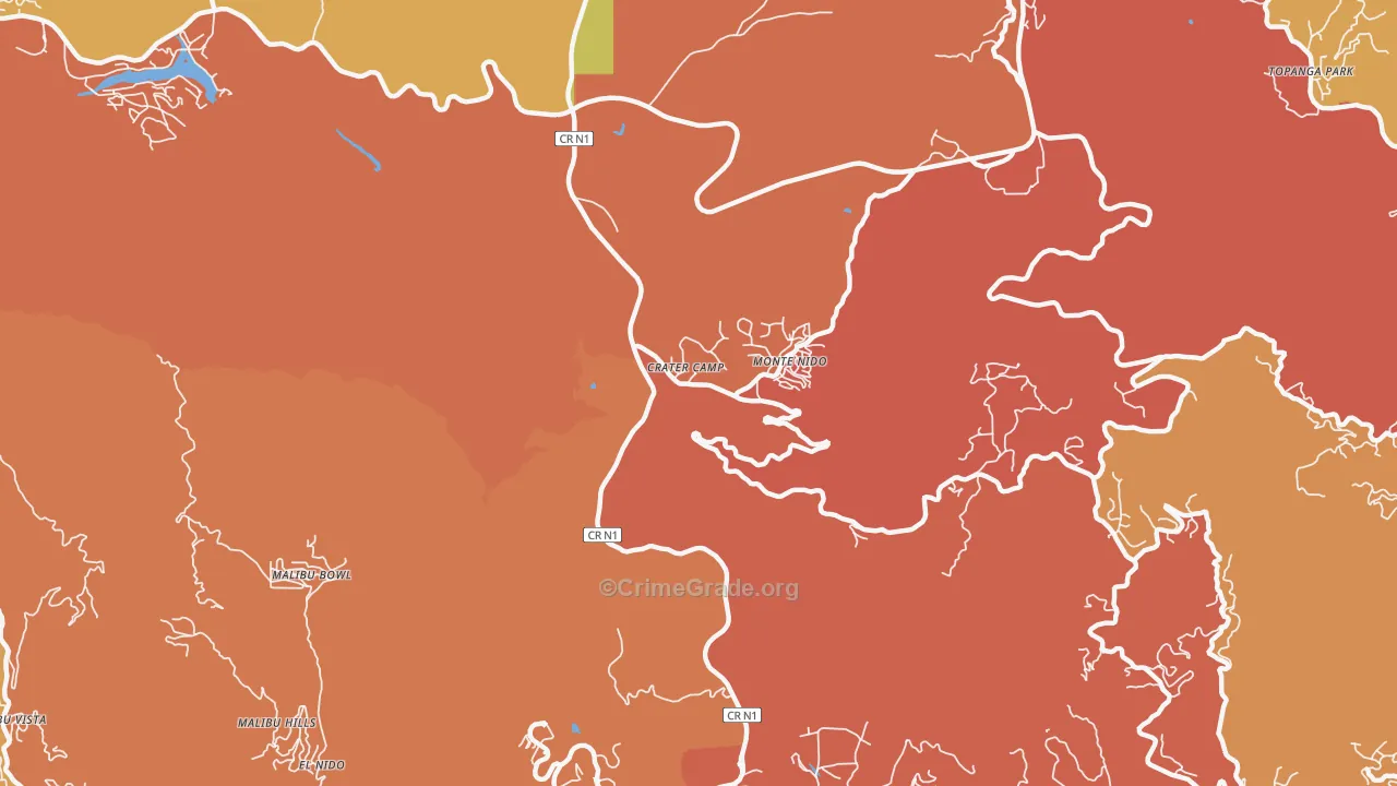 Monte Nido, CA Map of Murder Rates