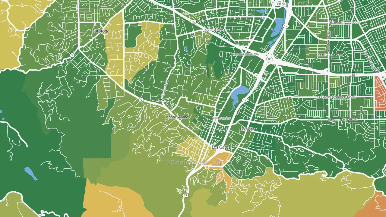 Monte Sereno, CA Map of Murder Rates