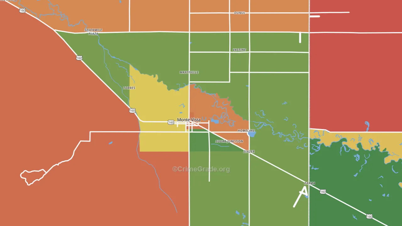 Monte Vista, CO Map of Murder Rates