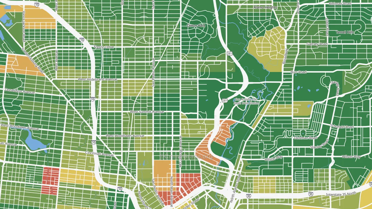 Monte Vista, San Antonio, TX Map of Murder Rates