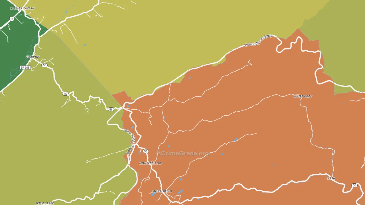 Montebello, VA Map of Murder Rates