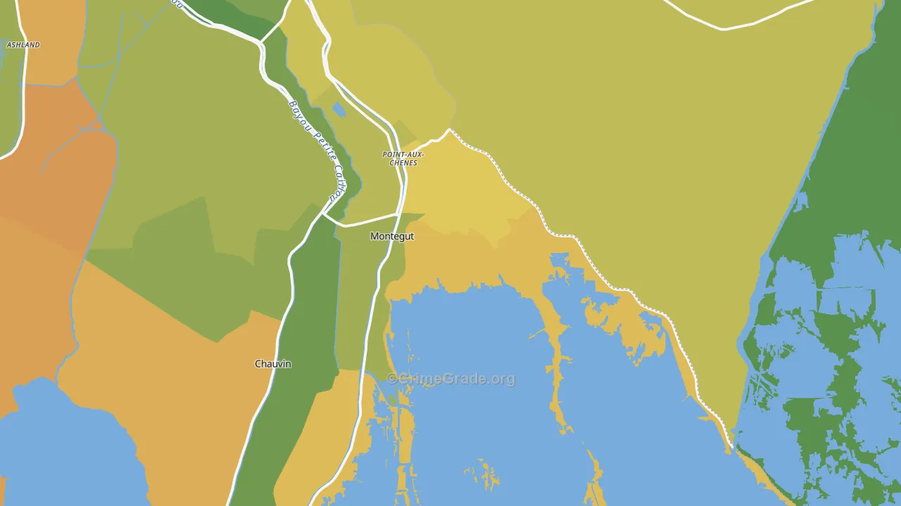 Montegut, LA Map of Murder Rates