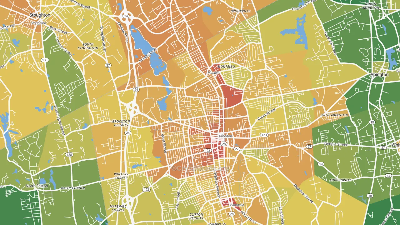 Montello, Brockton, MA Map of Murder Rates