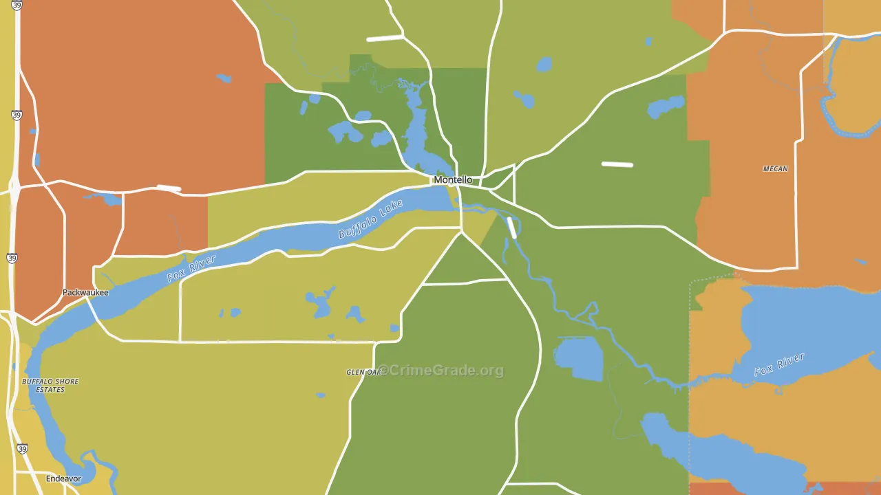 Montello, WI Map of Murder Rates