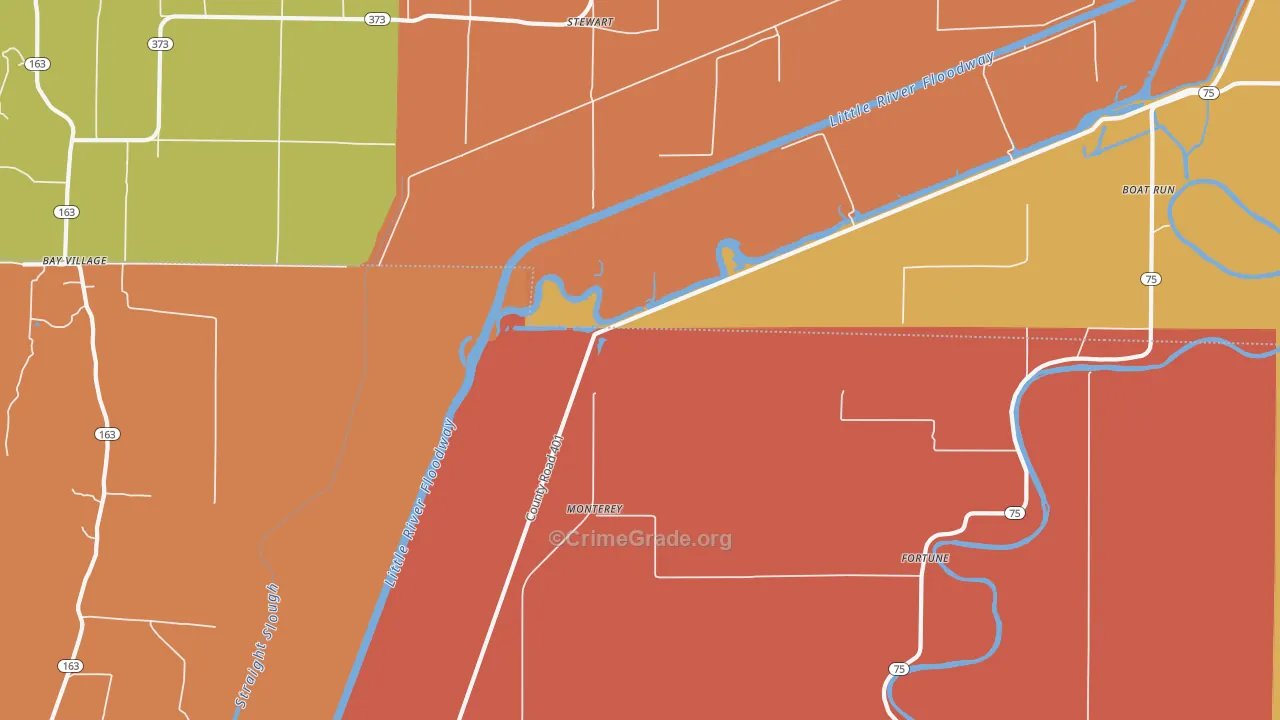 Monterey, AR Map of Murder Rates