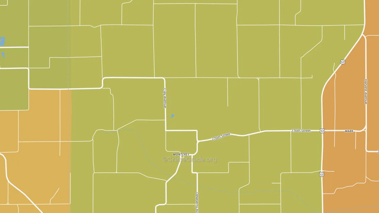 Monterey, IA Map of Murder Rates
