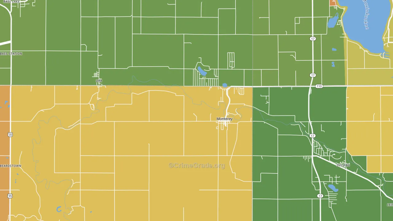 Monterey, IN Map of Murder Rates