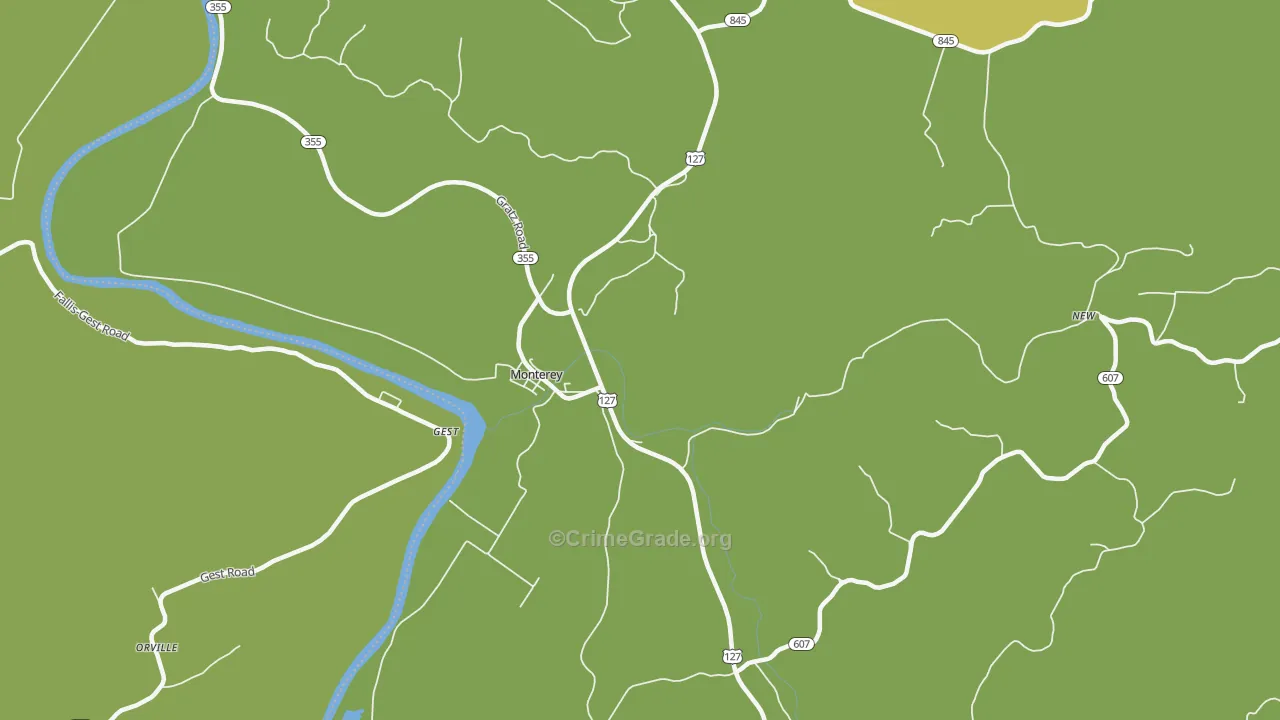 Monterey, KY Map of Murder Rates
