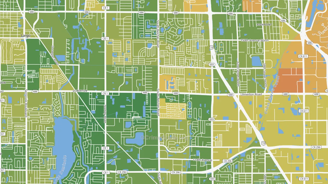 Monterey Lakes, Largo, FL Map of Murder Rates
