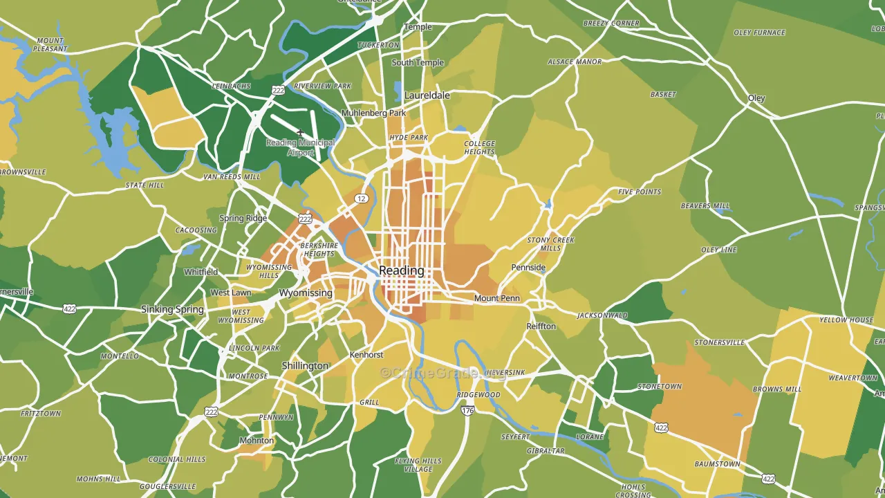 Monterey, PA Map of Murder Rates