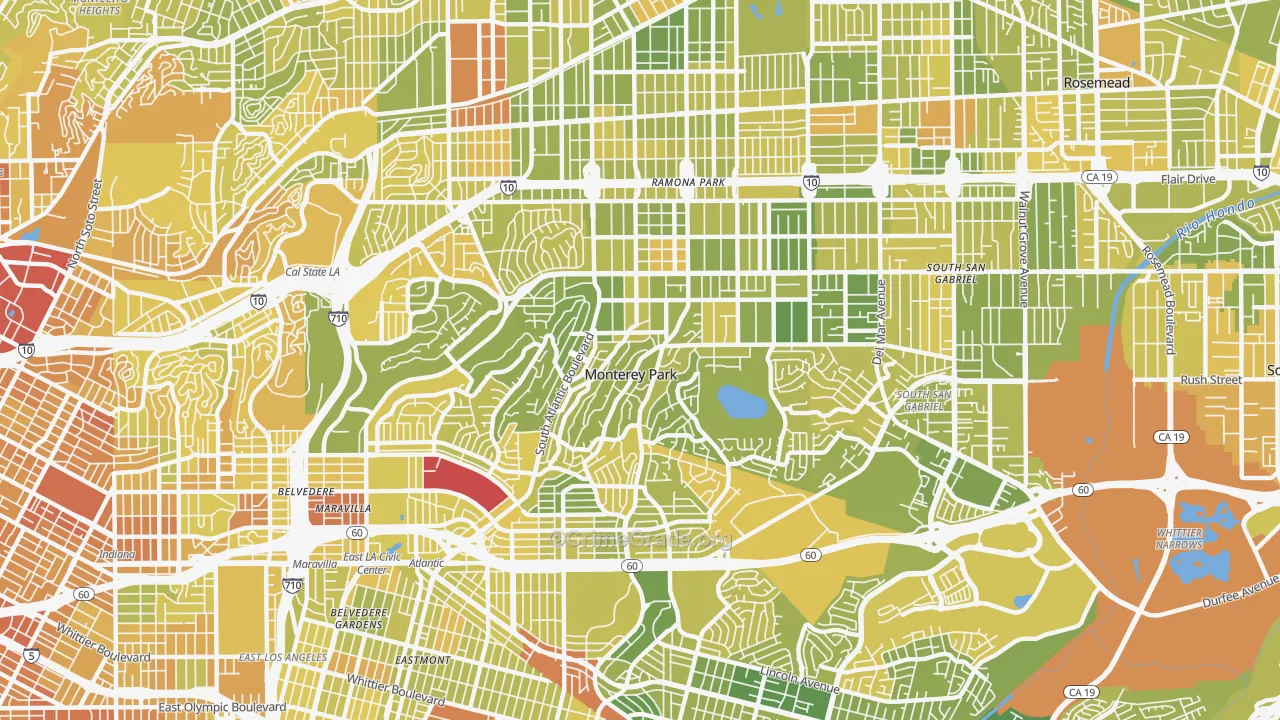 Monterey Park, CA Map of Murder Rates
