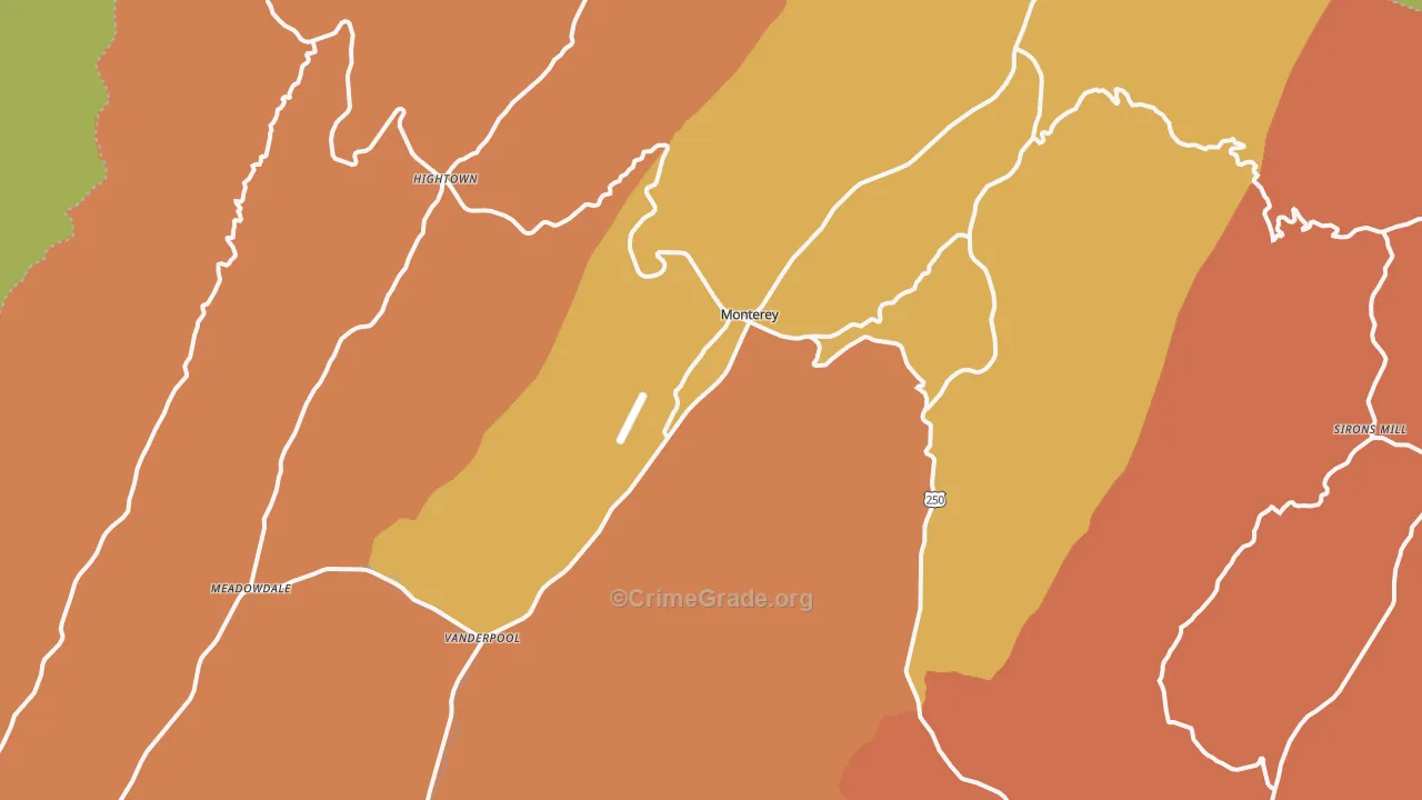 Monterey, VA Map of Murder Rates