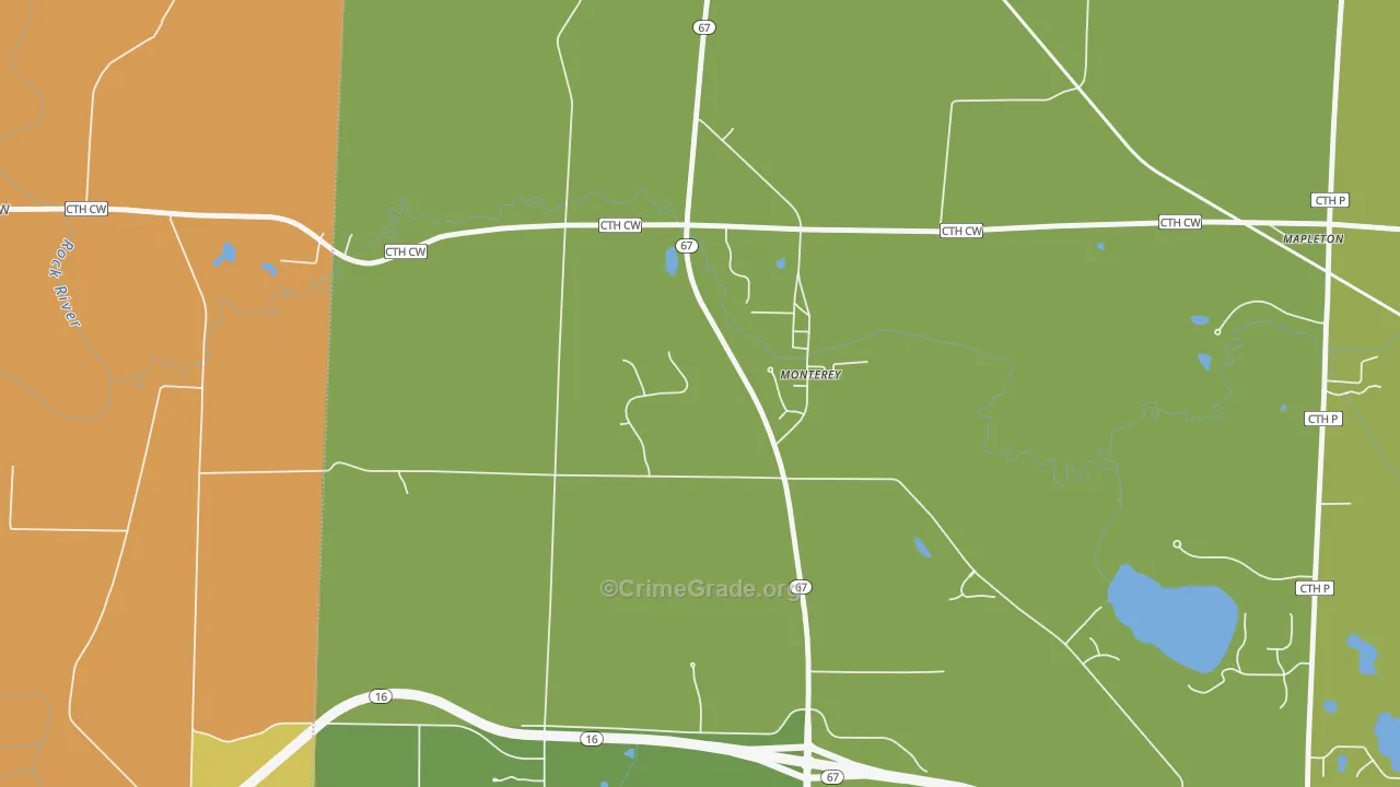 Monterey, WI Map of Murder Rates