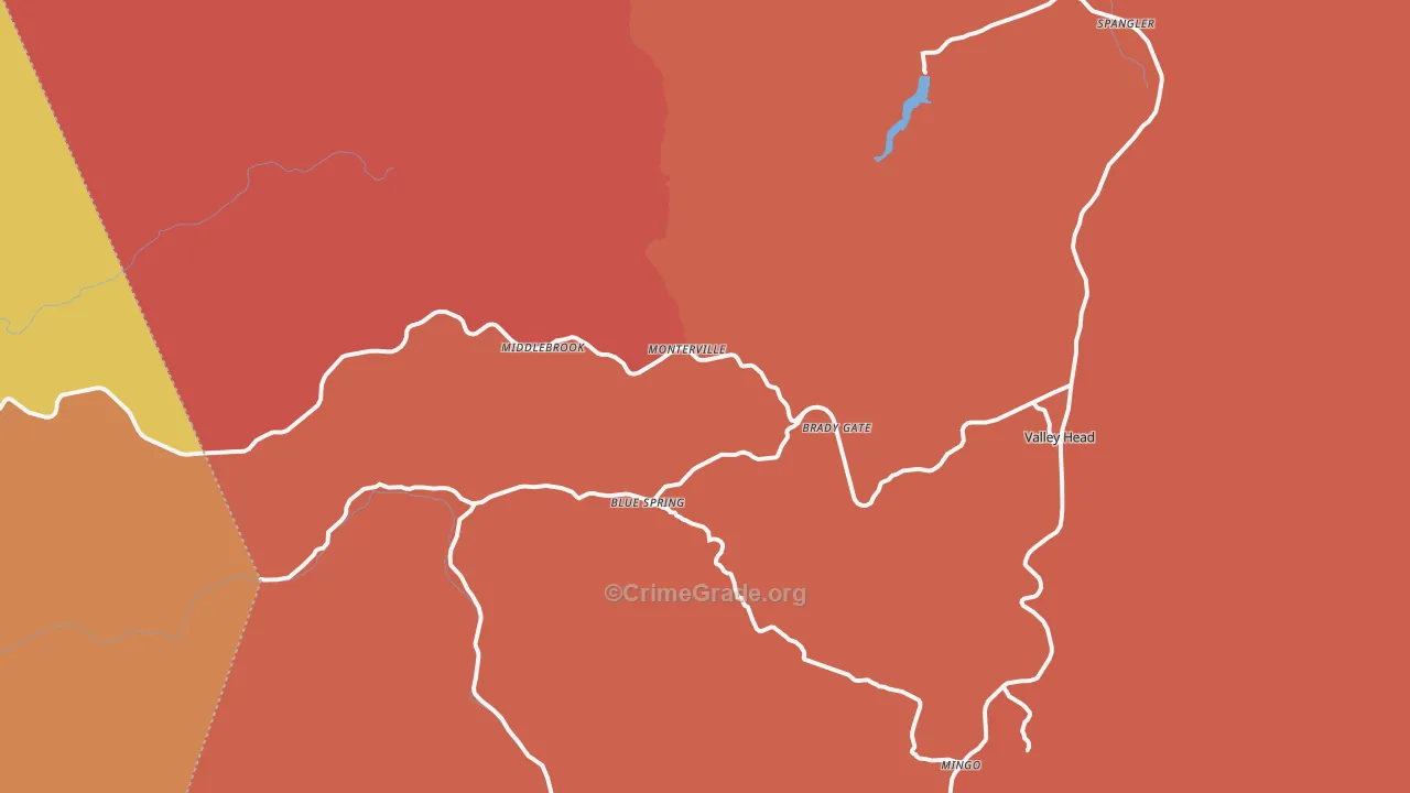 Monterville, WV Map of Murder Rates