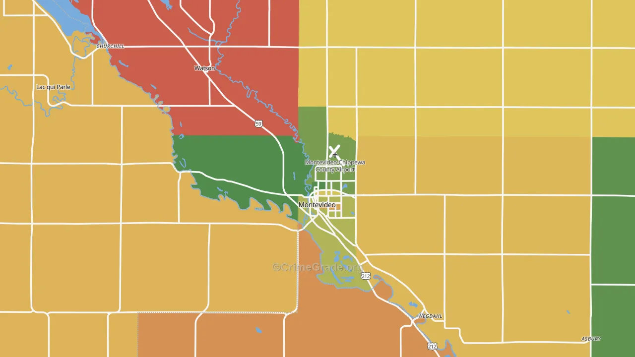 Montevideo, MN Map of Murder Rates