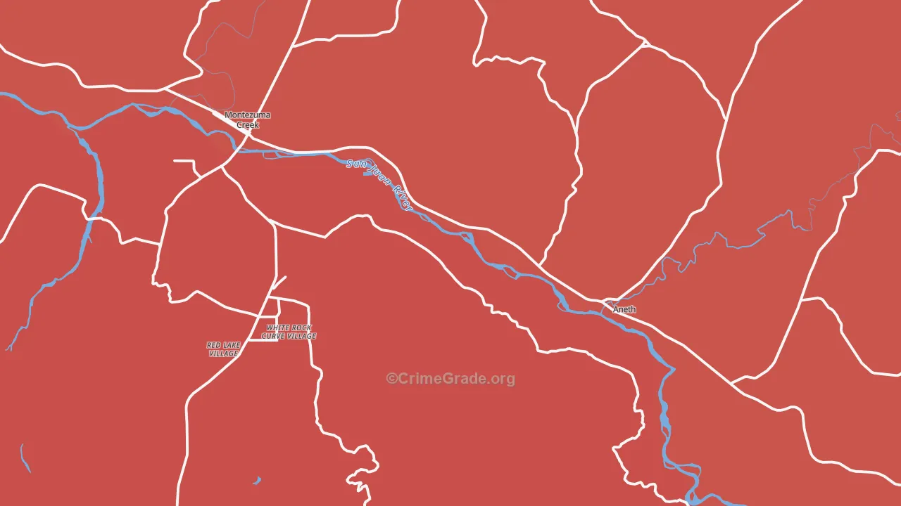 Montezuma Creek, UT Map of Murder Rates