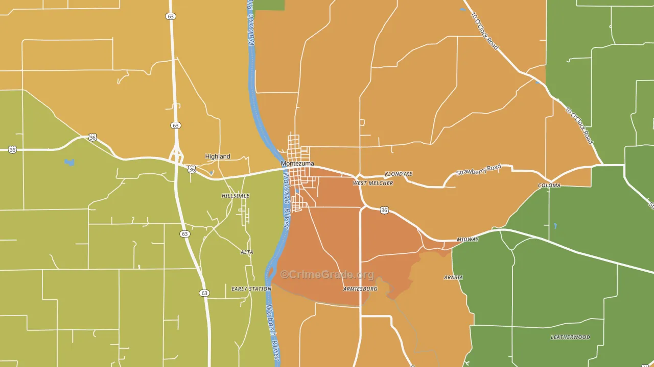 Montezuma, IN Map of Murder Rates