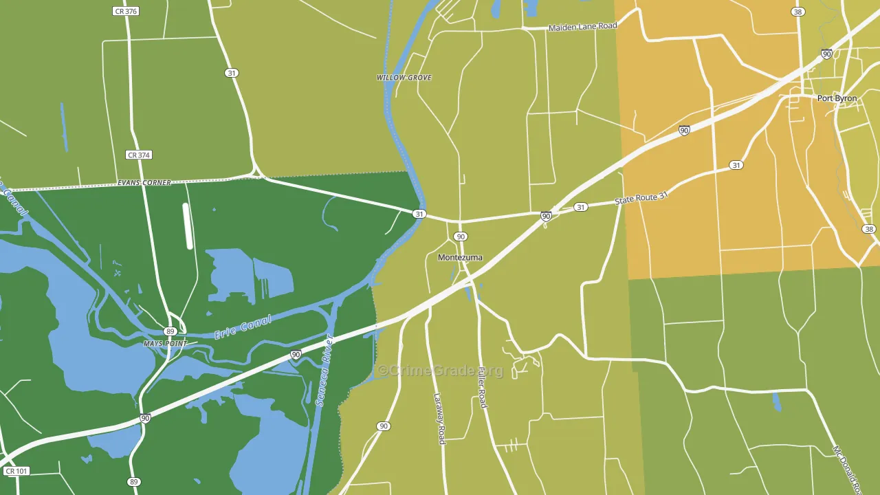 Montezuma, NY Map of Murder Rates