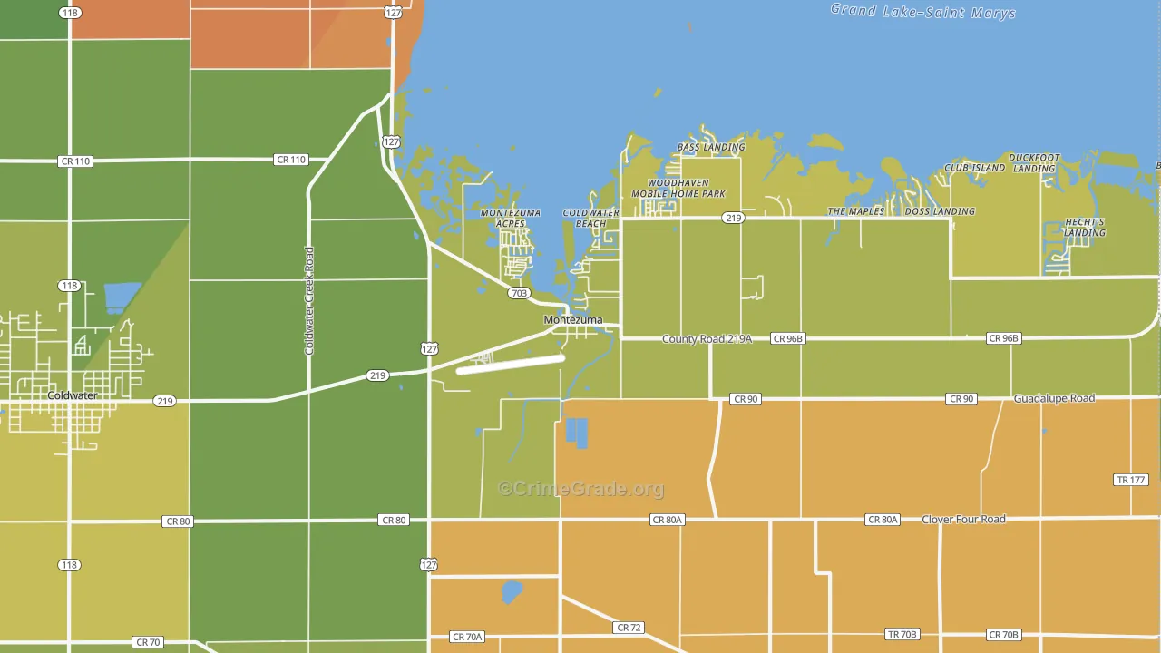 Montezuma, OH Map of Murder Rates