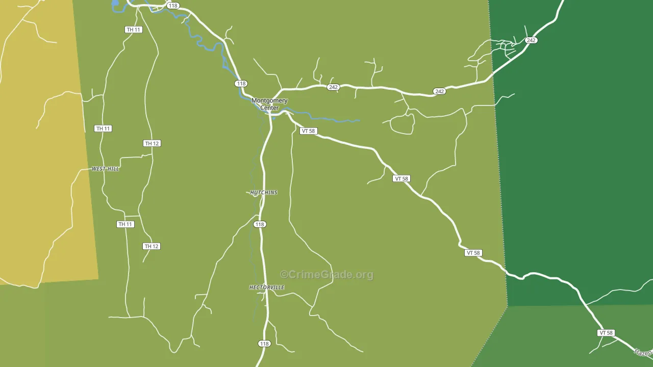Montgomery Center, VT Map of Murder Rates