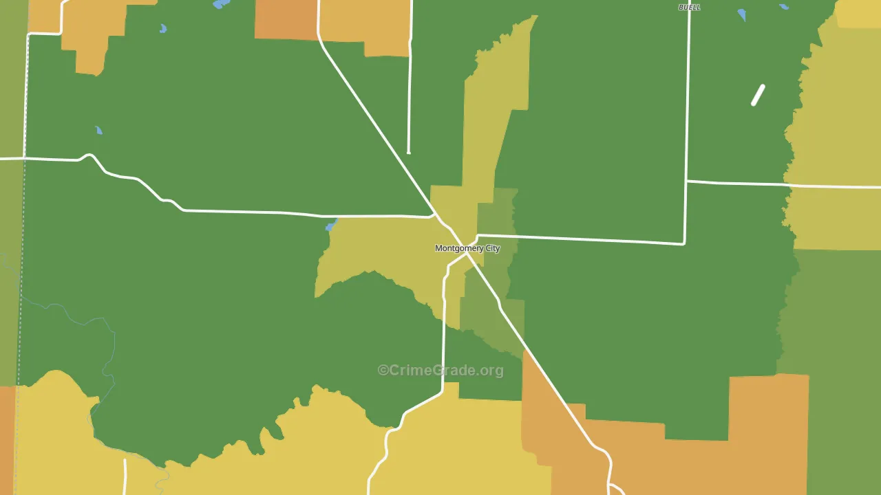 Montgomery City, MO Map of Murder Rates