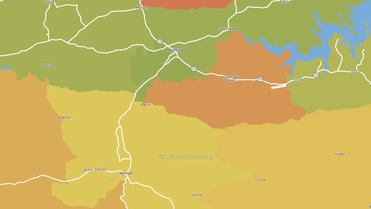 Montgomery County, AR Map of Murder Rates