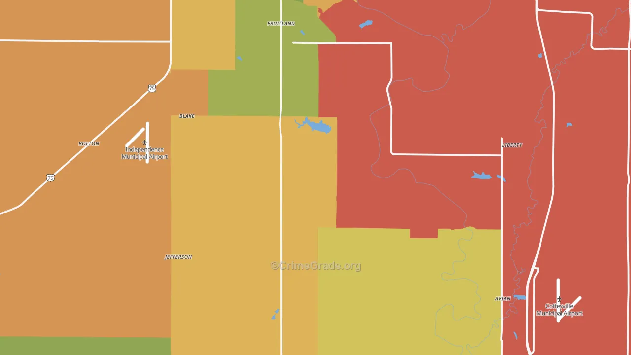 Montgomery County, KS Map of Murder Rates