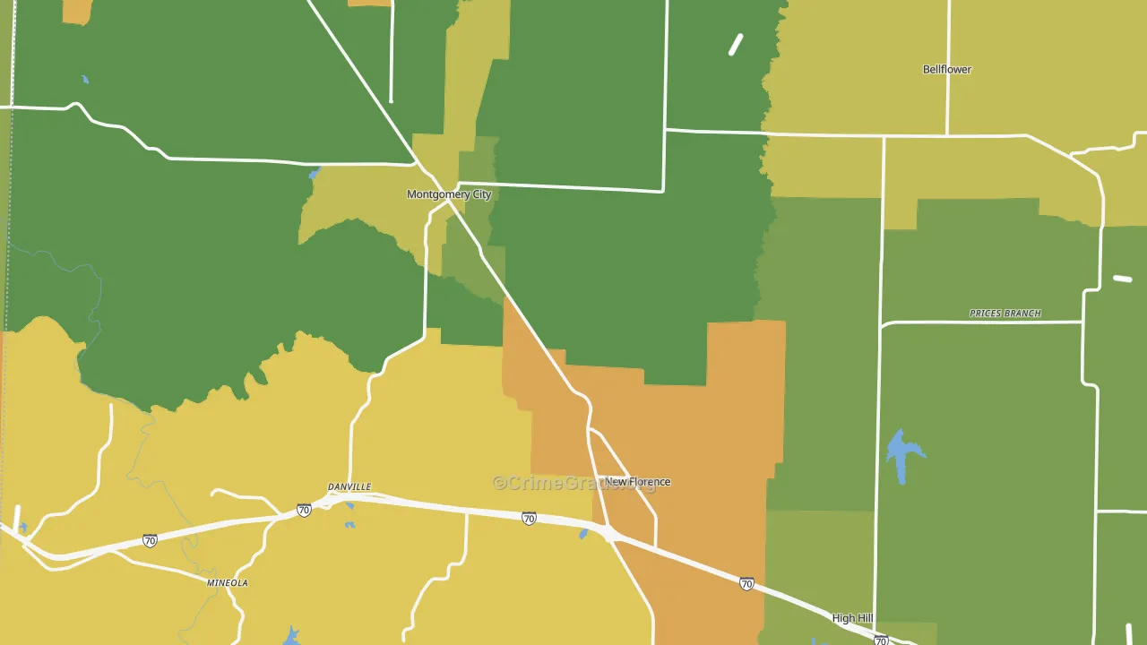 Montgomery County, MO Map of Murder Rates